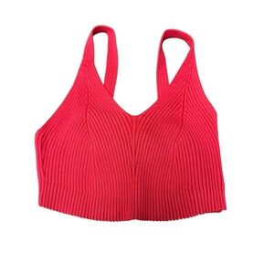 SHEIN SXY Red Ribbed Knit Crop Top size large NWT